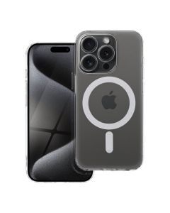 FROST MAG COVER case with camera protection compatible with MagSafe for IPHONE 15 Pro frozen transparent