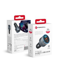 Car charger Forcell F-Energy Alu 2 x USB C + USB A QC4.0 PD SFC2.0 4 5A 65W gray