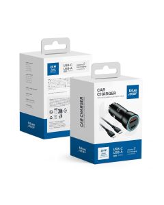 Car charger Blue Star USB C + USB A QC3.0 PD AFC PPS 3A 25W + cable USB C do Lightning black