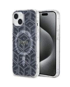 GUESS case for IPHONE 15 Plus compatible with MagSafe GUHMP15MHGCUSTGK (IML GCUBE) black