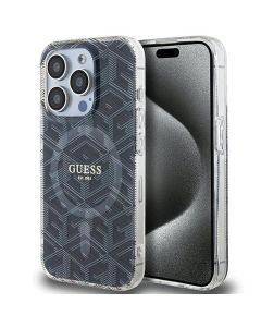 GUESS case for IPHONE 15 Pro Max compatible with MagSafe GUHMP15XHGCUSTGK (IML GCUBE) black