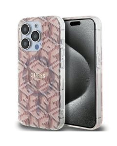 GUESS case for IPHONE 15 Pro Max compatible with MagSafe GUHMP15XHGCUSTGP (IML GCUBE) pink