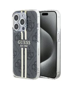 GUESS case for IPHONE 15 Pro Max GUHCP15XH4PSEGK (4G Gold Stripe) black