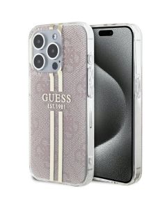 GUESS case for IPHONE 15 Pro GUHCP15LH4PSEGP (4G Gold Stripe) pink
