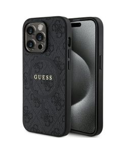 GUESS case for IPHONE 15 Pro compatible with MagSafe GUHMP15LG4GFRK (4G Ring classic logo) black