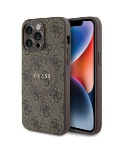 GUESS case for IPHONE 13 Pro compatible with MagSafe GUHMP13LG4GFRW (4G Ring classic logo) brown