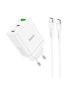 Phone charger Hoco 2 x USB C + USB A QC3.0 PD 3A 35W + cable USB C to USB C N33 white