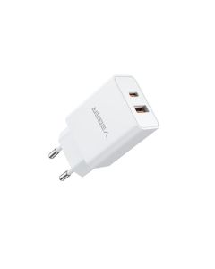 VEGER travel charger USB A + Type C PD QC3.0 3A 30W VLS302U white
