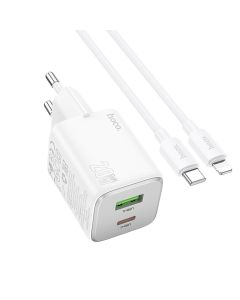 Phone charger USB A + USB C QC PD 3A 20W + cable USB C to Lightning N41 white