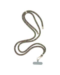 SWING (8mm) Phone lanyard  Phone pendant with adjustable length / cord length 165cm (max 82.5cm in the loop) / on the shoulder or neck - grey-green-pink