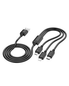 Cable 3in1 USB A to Lightning / Micro USB / USB C Hoco 2A X74 1 m black