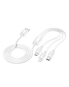 Cable 3in1 USB A to Lightning / Micro USB / USB C Hoco 2A 1 m X74 white