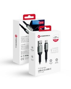 Cable USB A to USB C Forcell F-Energy QC4.0 3A 66W Cafule 1 2 m C256 black