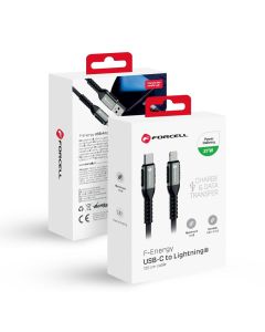 Cable USB C to Lightning Forcell F-Energy PD 3A 27W Cafule 1 2 m C259 black