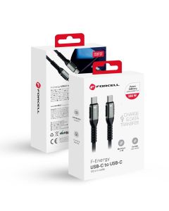 Cable USB C to USB C Forcell F-Energy QC4.0 PD 5A 100W Cafule 1 2 m C260 black