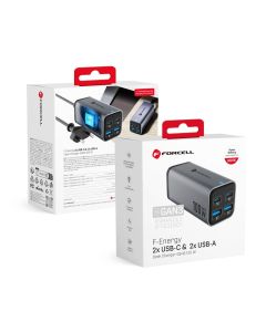 Desktop charger Forcell F-Energy GaN III 2 x USB C + 2 x USB A QC4.0 PD 5A 100W VT-49 gray