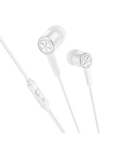 HOCO wire earphones Jack 3 5 mm with microphone M104 white