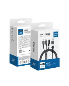 Cable 4in1 USB C / USB A do Micro USB / Lightning / USB C Blue Star 2 4A 12W Cafule 1 2 m C172 black