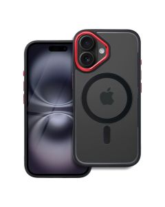 COLOR EDGE MAG COVER case compatible with MagSafe for IPHONE 16 black red