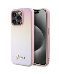 GUESS case for IPHONE 14 Pro GUHCP14LPSAIRSP (Saffiano Iridescent Script) pink