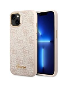 GUESS case for IPHONE 13 / 14 / 15 GUHCP14SHG4SHP (4G Vintage Gold Logo) pink