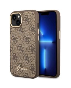 GUESS case for IPHONE 13 / 14 / 15 GUHCP14SHG4SHW (4G Vintage Gold Logo) brown