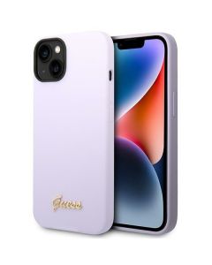 GUESS case for IPHONE 13 / 14 / 15 GUHCP14SSLSMU (Silicone Vintage Gold Logo) purple