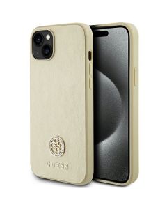 GUESS case for IPHONE 13 / 14 / 15 GUHCP15SPS4DGPD (Leather 4G Metal Logo Strass) gold