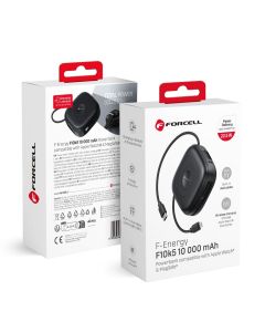 Powerbank compatible with MagSafe Forcell F-Energy F10K5 PD3.1 QC3.0 3A 22 5W 10000 mAh compatible with Apple Watch black