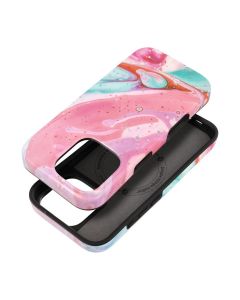 FORCELL F-PROTECT Mirage  Military Drop-Tested case compatible with MagSafe for IPHONE 16 PRO pink marble