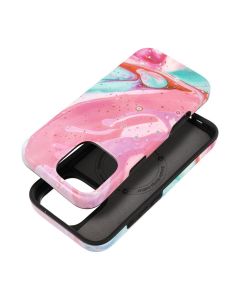 FORCELL F-PROTECT Mirage  Military Drop-Tested case compatible with MagSafe for IPHONE 16 PRO MAX pink marble