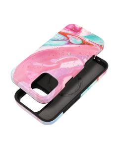 FORCELL F-PROTECT Mirage  Military Drop-Tested case compatible with MagSafe for IPHONE 16 PLUS pink marble
