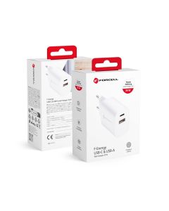 Phone charger Forcell F-Energy USB C + USB A QC4.0 PD 3A 35W TFK-TC-35WPD white