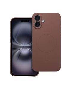 SILICONE MAG COVER case compatible with MagSafe for IPHONE 16 Plus brown