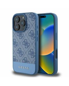 GUESS case for IPHONE 16 Pro Max GUHCP16XG4GLBL (4G PU Bottom Stripe) blue