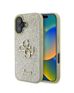 GUESS case for IPHONE 16 Plus GUHCP16MHG4SGD (Fixed Glitter Big 4G) gold