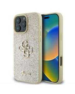 GUESS case for IPHONE 16 Pro Max GUHCP16XHG4SGD (Fixed Glitter Big 4G) gold