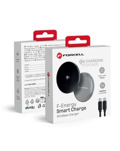 Wireless charger Forcell F-Energy Smart Charge USB C Qi2 15W compatible with MagSafe  with a detachable cable 1 5 m silver