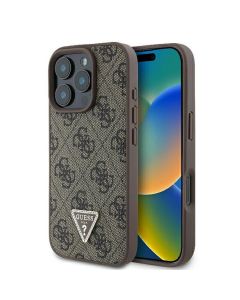 GUESS case for IPHONE 16 Pro Max GUHCP16XP4TDPW (PU Leather 4G Triangle Strass) brown