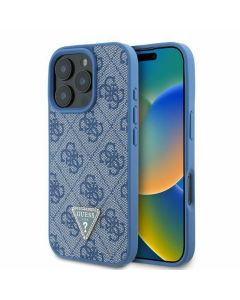 GUESS case for IPHONE 16 Pro GUHCP16LP4TDPB (PU Leather 4G Triangle Strass) blue