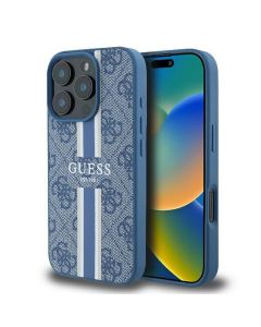 GUESS case for IPHONE 16 Pro compatible MagSafe GUHMP16LP4RPSB (4G Printed Stripes) blue