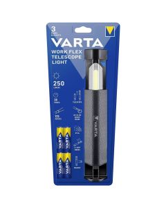 VARTA flashlight LED Work flex telescope light 250lm 18646 + 4 x batteries R6 (AA)