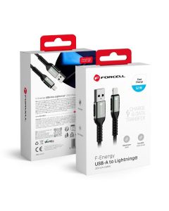 Cable USB A to Lightning Forcell F-Energy 2 4A 12W Cafule 2 m C257 black