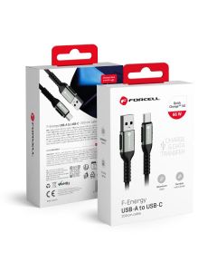 Cable USB A to USB C Forcell F-Energy QC4.0 3A 66W Cafule 3 m C256 black
