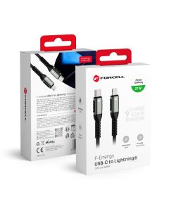 Cable USB C to Lightning Forcell F-Energy PD 3A 27W Cafule 3 m C259 black