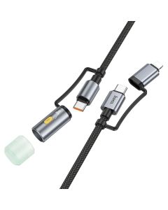 Cable All-in-one USB C / Lightning to USB C / LED Light Hoco PD 3A 60W 1 2 m U138 black