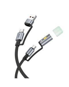 Cable All-in-one USB A / USB C to USB C / LED Light Hoco 3A 60W 1 2 m U138 black
