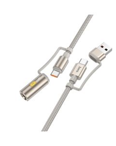 Cable All-in-one USB A / USB C to USB C / Cigarette lighter Hoco 3A 60W 1 2 m U138 grey