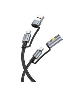 Cable All-in-one USB A / USB C to USB C / Cigarette lighter Hoco 3A 60W 1 2 m U138 black