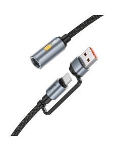 Cable USB A / USB C to Cigarete lighter Hoco 0 3 m UA38B black